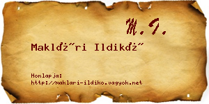 Maklári Ildikó névjegykártya